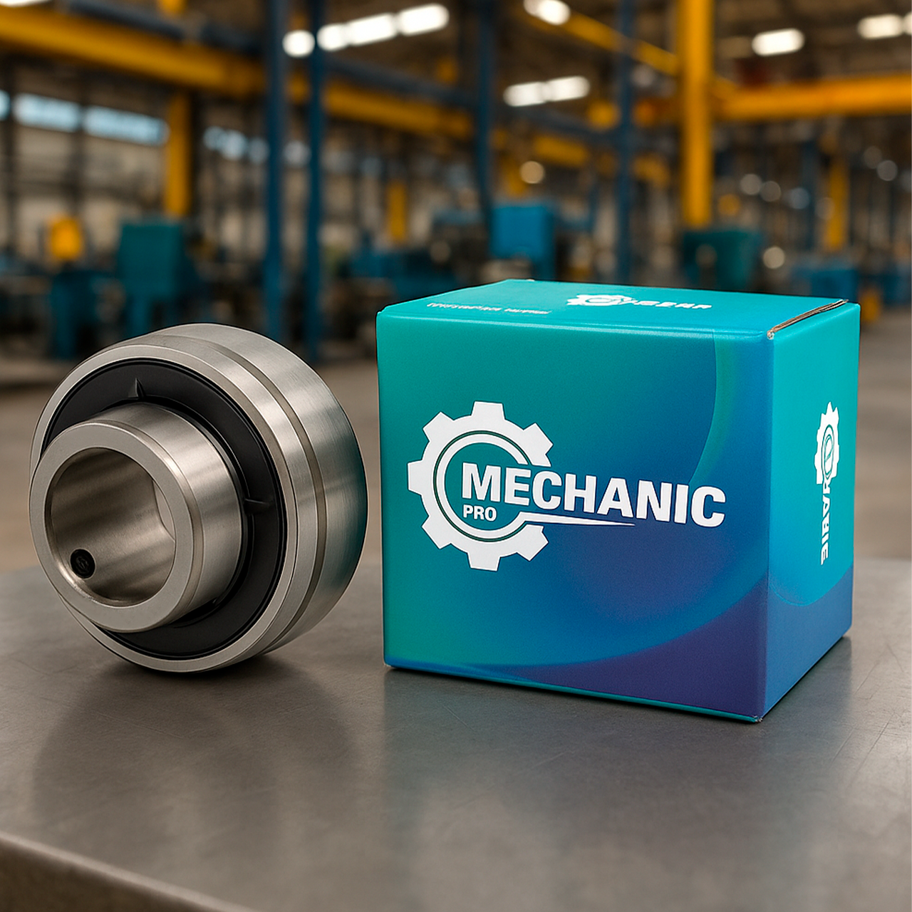 Rolamento ao lado de embalagem Mechanic PRO em azul e turquesa